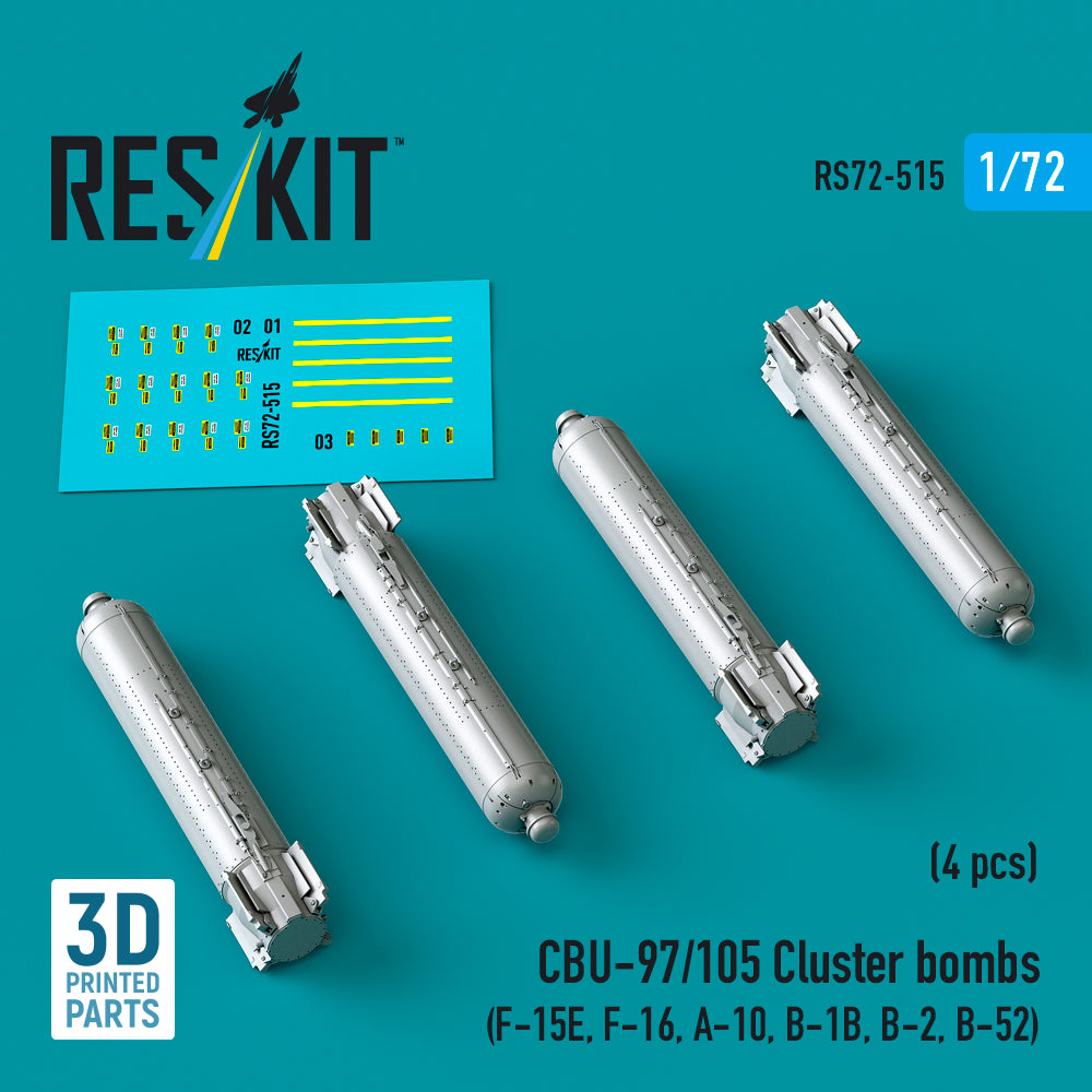 CBU-97/105 cluster bombs (4 pcs) (McDonnell F-15E, Lockheed-Martin F-16, Fairchild A-10, Rockwell B-1B, B-2, Boeing B-52) (3D-Printed)