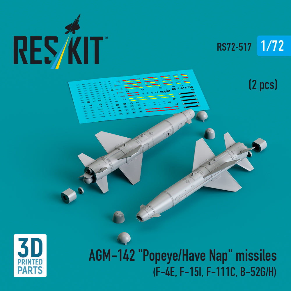 AGM-142 'Popeye/Have Nap' missiles (2 pcs) (McDonnell F-4E, F-15I, F-111C, Boeing B-52G/H) (3D-Printed)