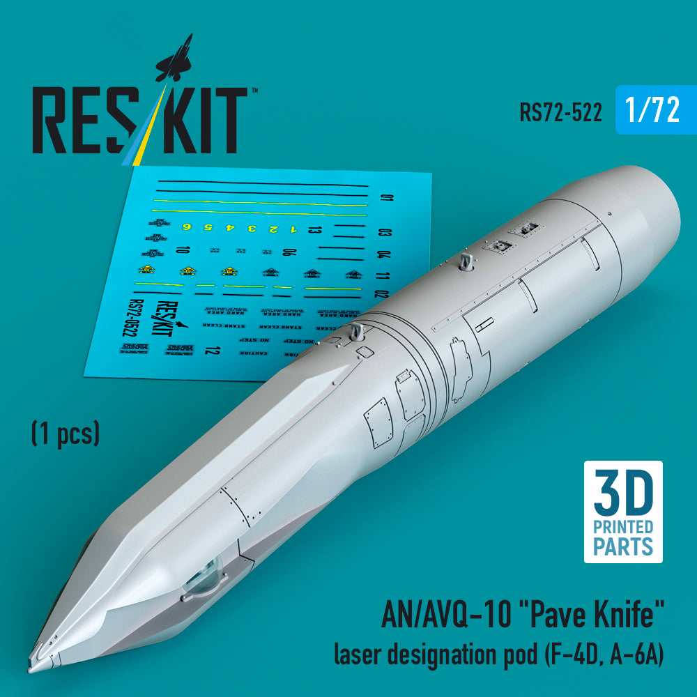 AN/AVQ-10 'Pave Knife' laser designation pod (1 pcs) (F-4D, A-6A) (3D-Printed) (1/72)