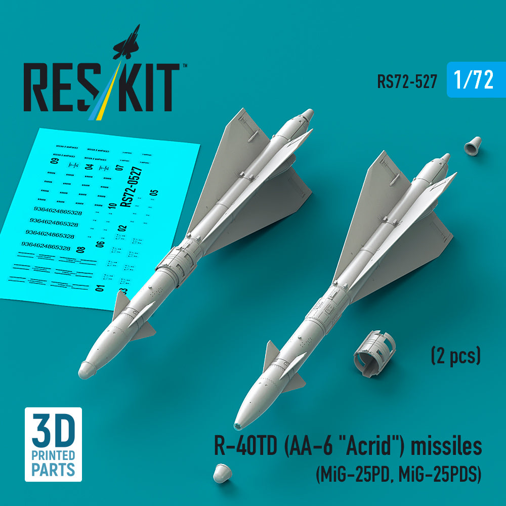 R-40TD (AA-6 'Acrid') missiles (2 pcs) (Mikoyan MiG-25PD, Mikoyan MiG-25PDS) (3D-Printed)