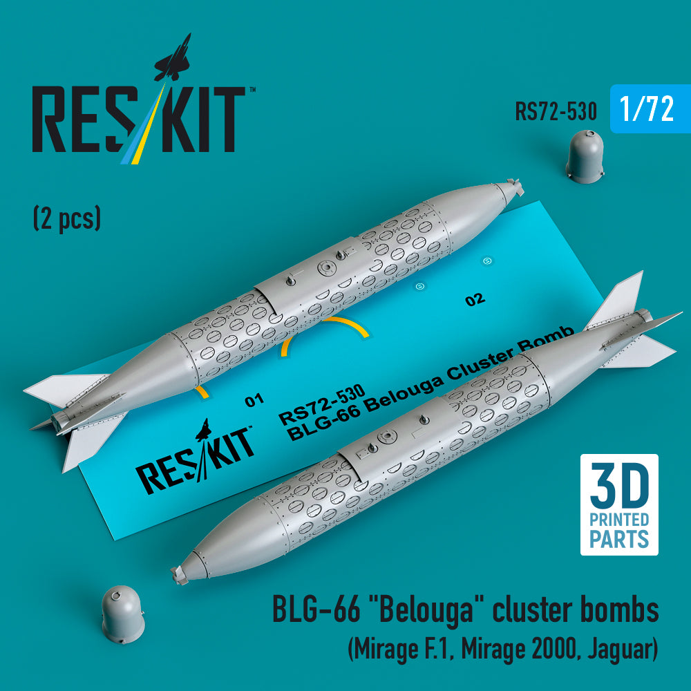 BLG-66 'Belouga' cluster bombs (2 pcs) (Dassault_Mirage F.1, Dassault_Mirage 2000, Jaguar) (3D-Printed)