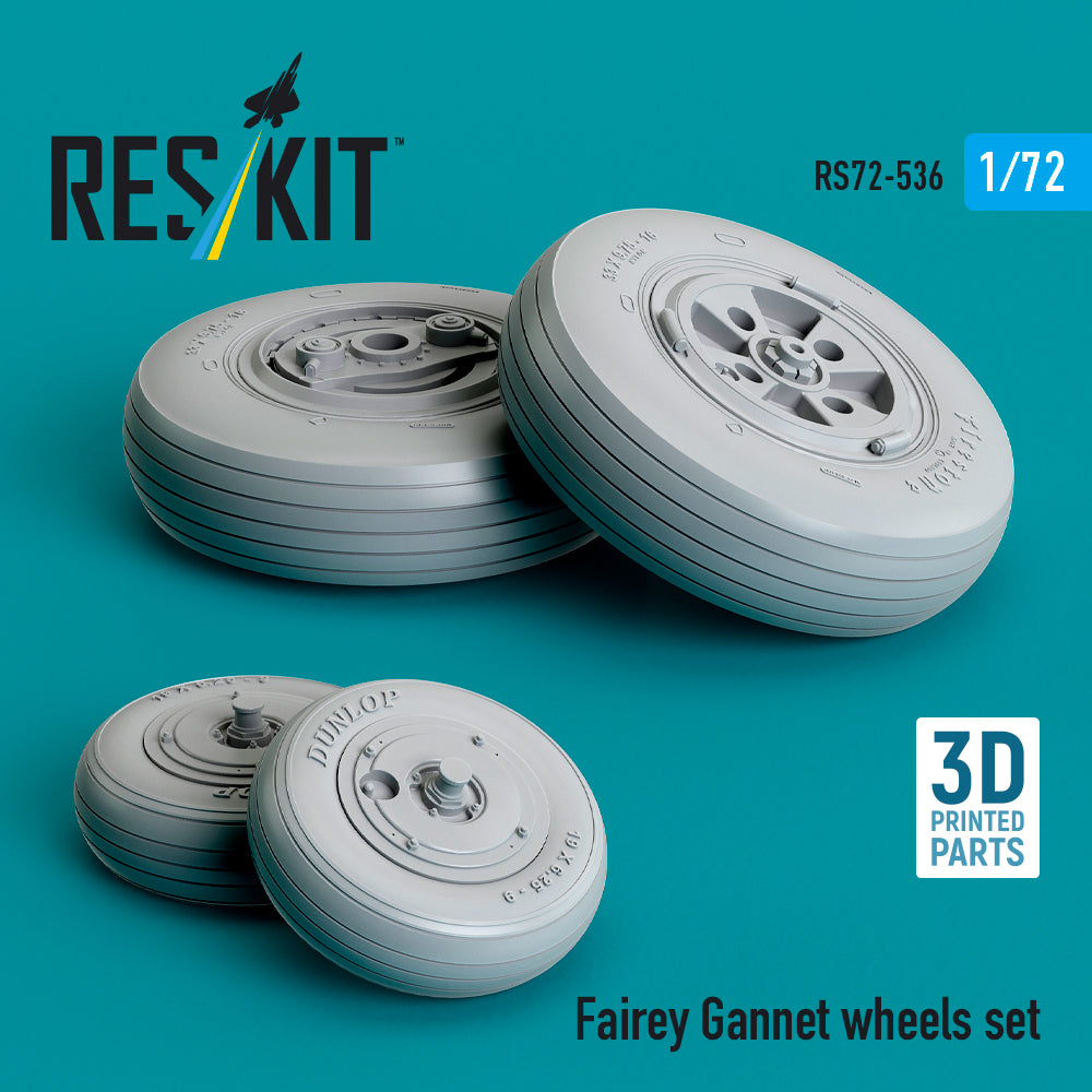 Fairey Gannet wheels set (3D-Printed) (designed to be used with Frog, Novo, Sword and Revell kits)