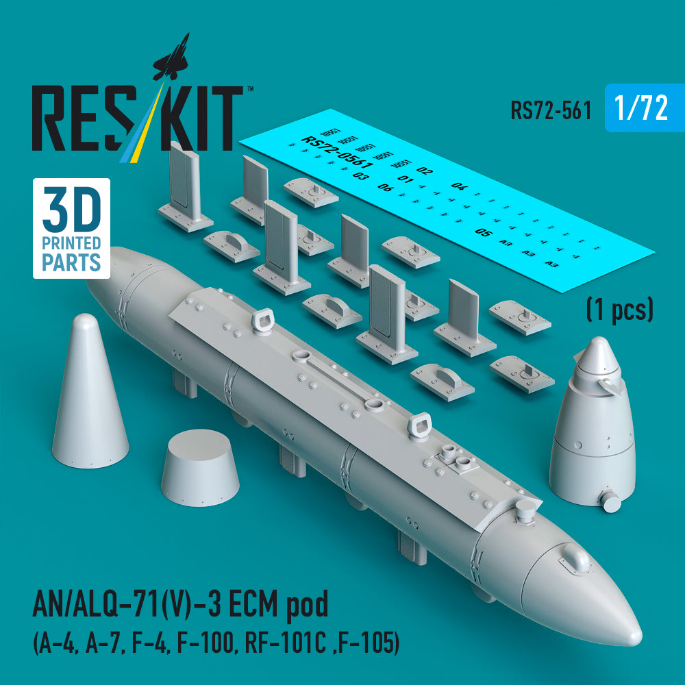 AN/ALQ-71(V)-3 ECM pod (1pcs) (Douglas A-4, A-7, McDonnell F-4, North-American F-100, McDonnell RF-101C ,Republic F-105 ) 3D-Printed