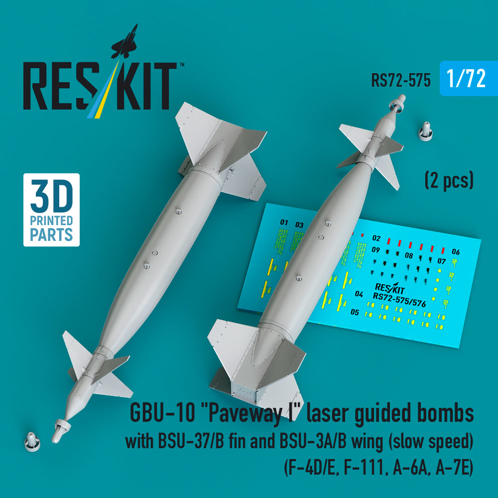 GBU-10 'Paveway I' laser guided bombs with BSU-37/B fin and BSU-3A/B wing (slow speed) (2 pcs) (F-4D/E, F-111, A-6A, A-7E) 3D-Printed