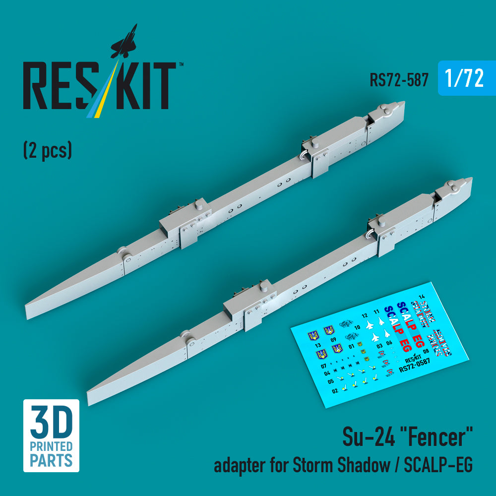 Ukrainian Sukhoi Su-24M Fencer adapters for Storm Shadow / SCALP-EG (2 pcs) (3D-Printed (designed to be used with Trumpeter Su-24MR Fencer and Zvezda Su-24M Fencer kits) 3D-Printed Storm Shadow / SCALP-EG missiles are available in RS72-0428