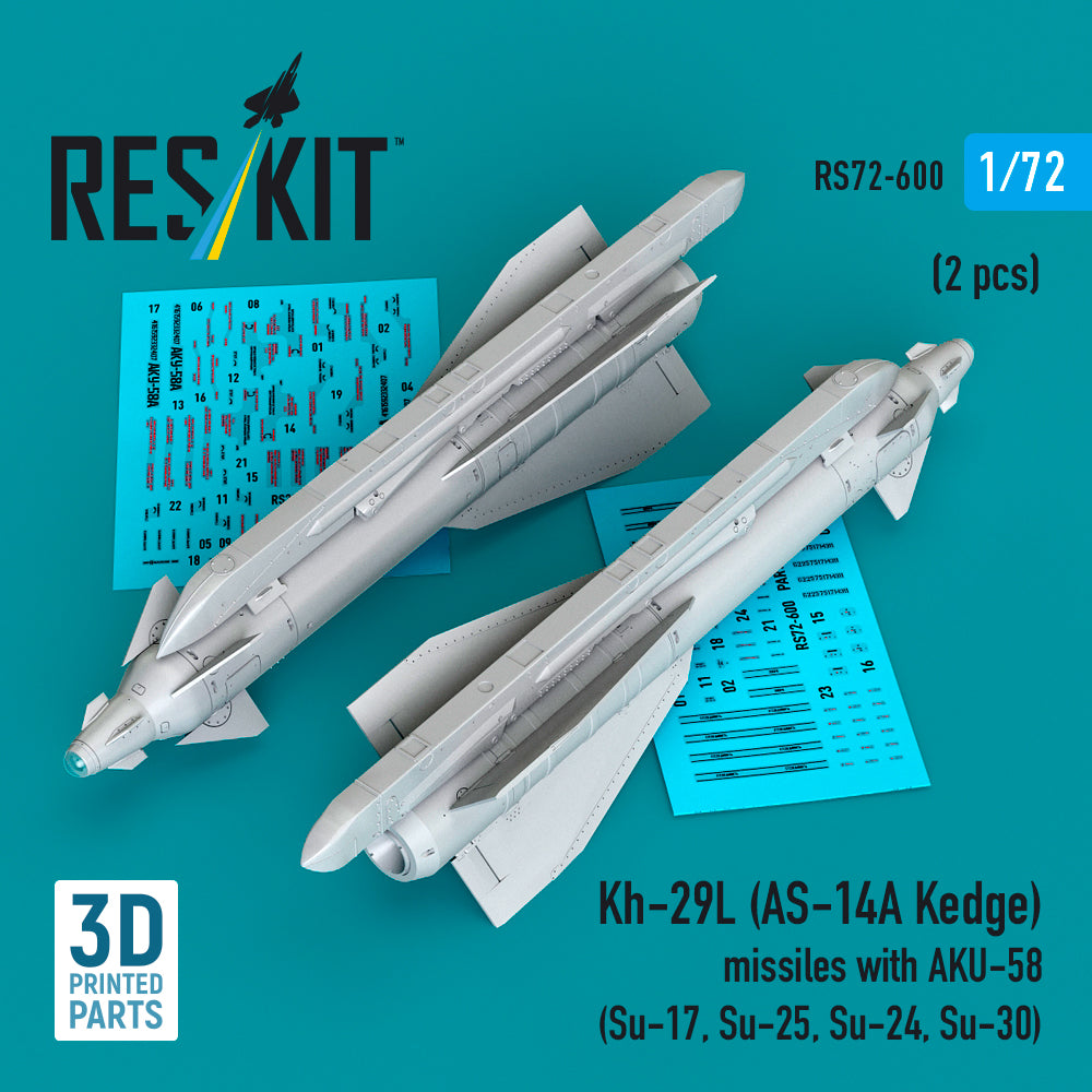 Kh-29L (AS-14A Kedge) missiles with AKU-58 (2 pcs) (Su-17, Sukhoi Su-25,Su-24, Su-30) (3D Printed)