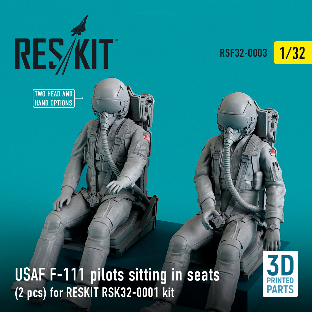 USAF General-Dynamics F-111 pilots sitting in seats (2 pcs) for RESKIT RSK32-0002 kit (3D-Printed) (1/32)