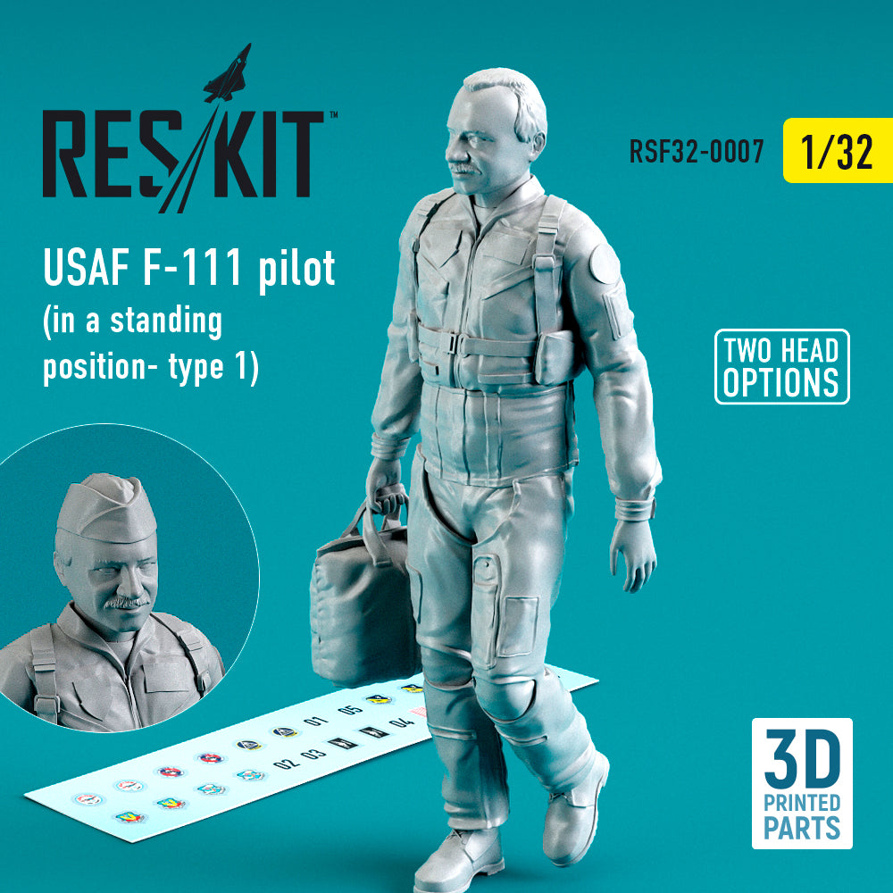 USAF General-Dynamics F-111 pilot (in a standing position- type 1) 3D-Printed) (Reskit sold out October 2025]