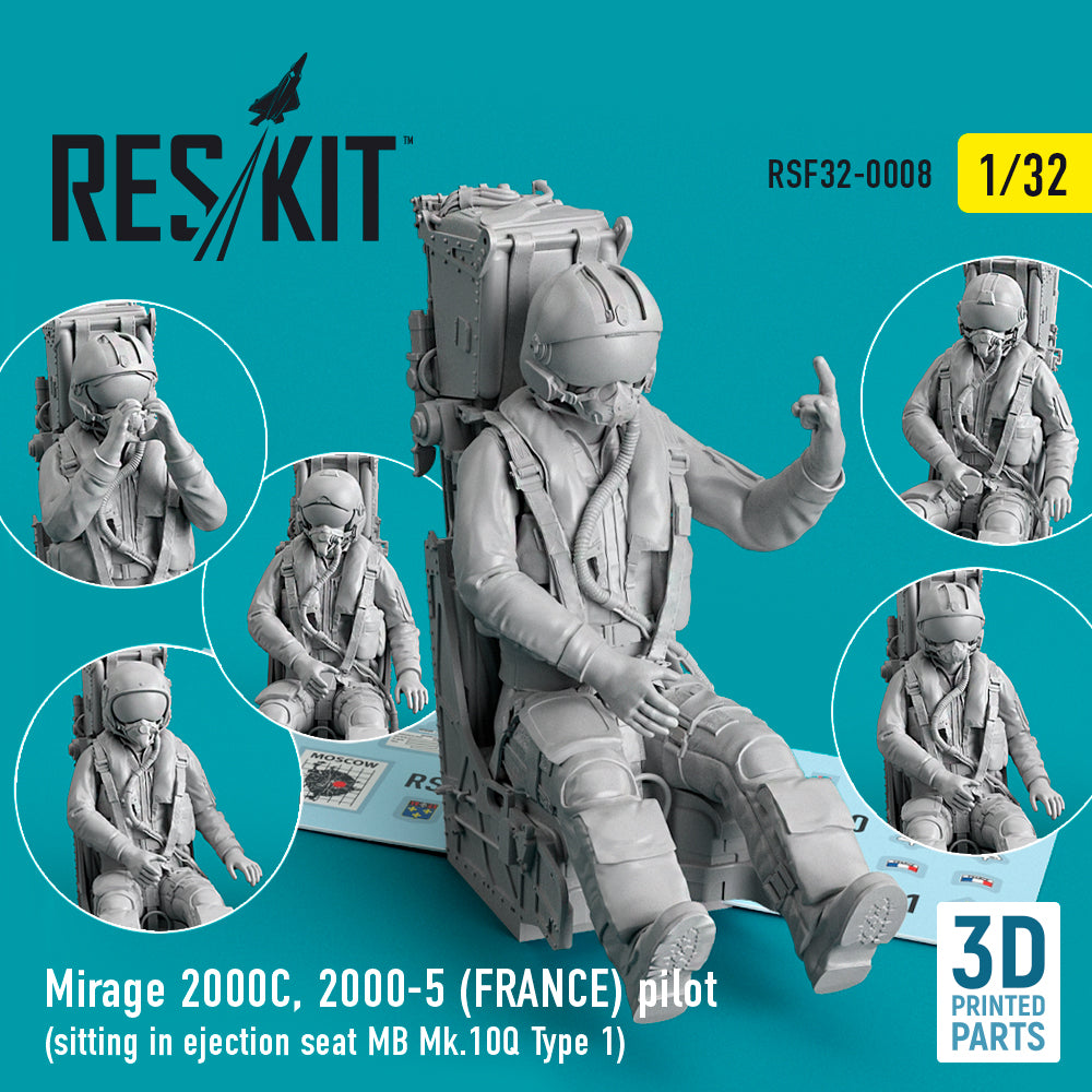 Dassault_Mirage 2000C, 2000-5 (FRANCE) pilot sitting in ejection seat MB Mk.10Q (Type 1) 3D-Printed