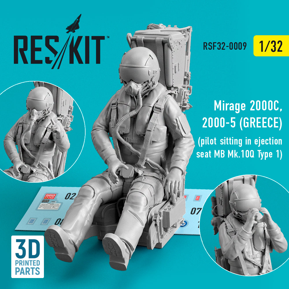 Dassault_Mirage 2000C, 2000-5 (GREECE) pilot sitting in ejection seat MB Mk.10Q (Type 1) 3D-Printed