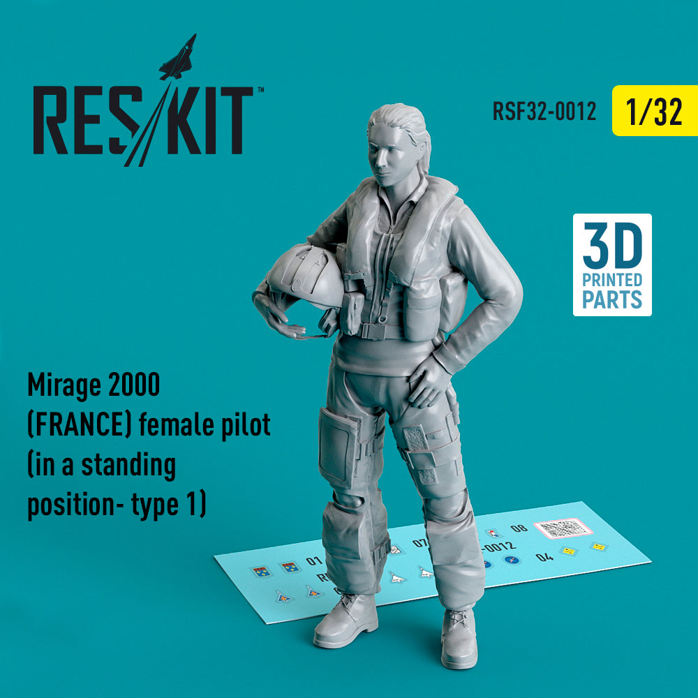Dassault_Mirage 2000B/2000D/2000N (FRANCE) female pilot (in a standing position- type 1) (designed to be used with Kitty Hawk Models Models and Zimi Model kits) (Reskit sold out October 2025]