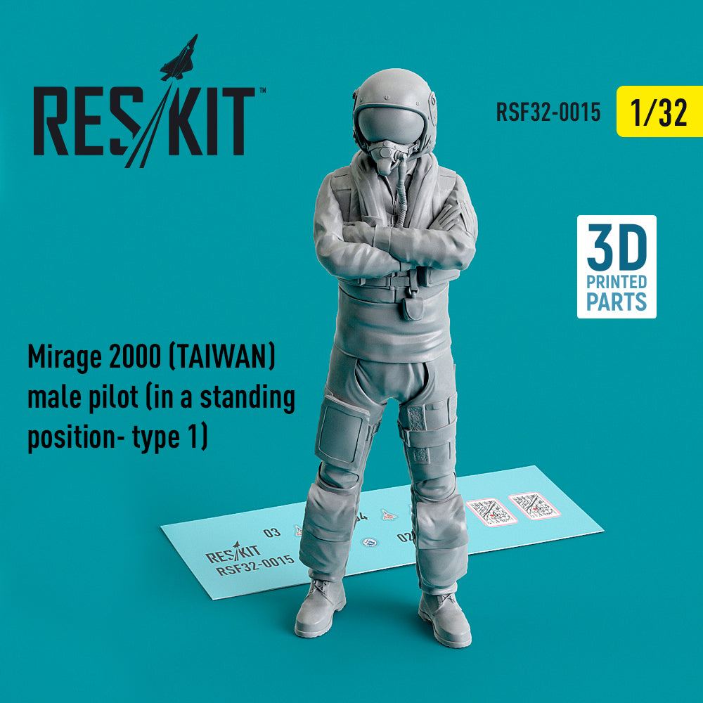 Dassault_Mirage 2000B/2000D/2000N (TAIWAN) male pilot (in a standing position- type 1) (designed to be used with Kitty Hawk Models Models and Zimi Model kits) (Reskit sold out October 2025]