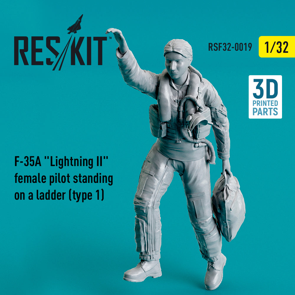Lockheed-Martin F-35A Lightning II female pilot standing on a ladder (type 1) (designed to be used with Trumpeter kits) (Reskit sold out October 2025]