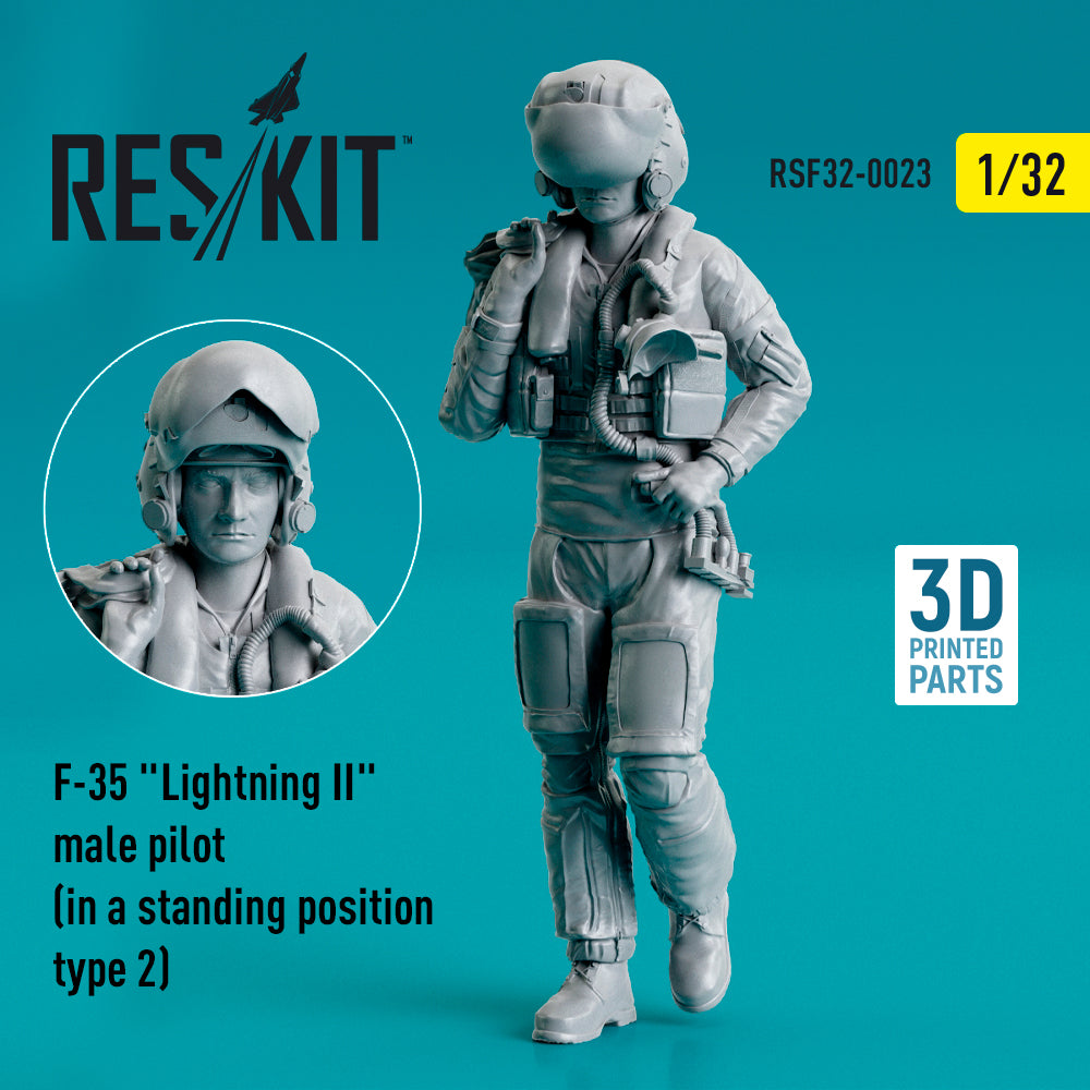 Lockheed-Martin F-35A Lightning II male pilot (in a standing position - type 2) (designed to be used with Trumpeter kits) (Reskit sold out October 2025]