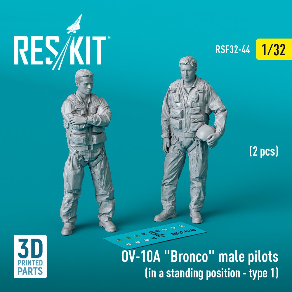 North-American/Rockwell OV-10A Bronco male pilots (in a standing position - type 1) (2 pcs) (3D-Printed) (ResKit sold out February 2026)