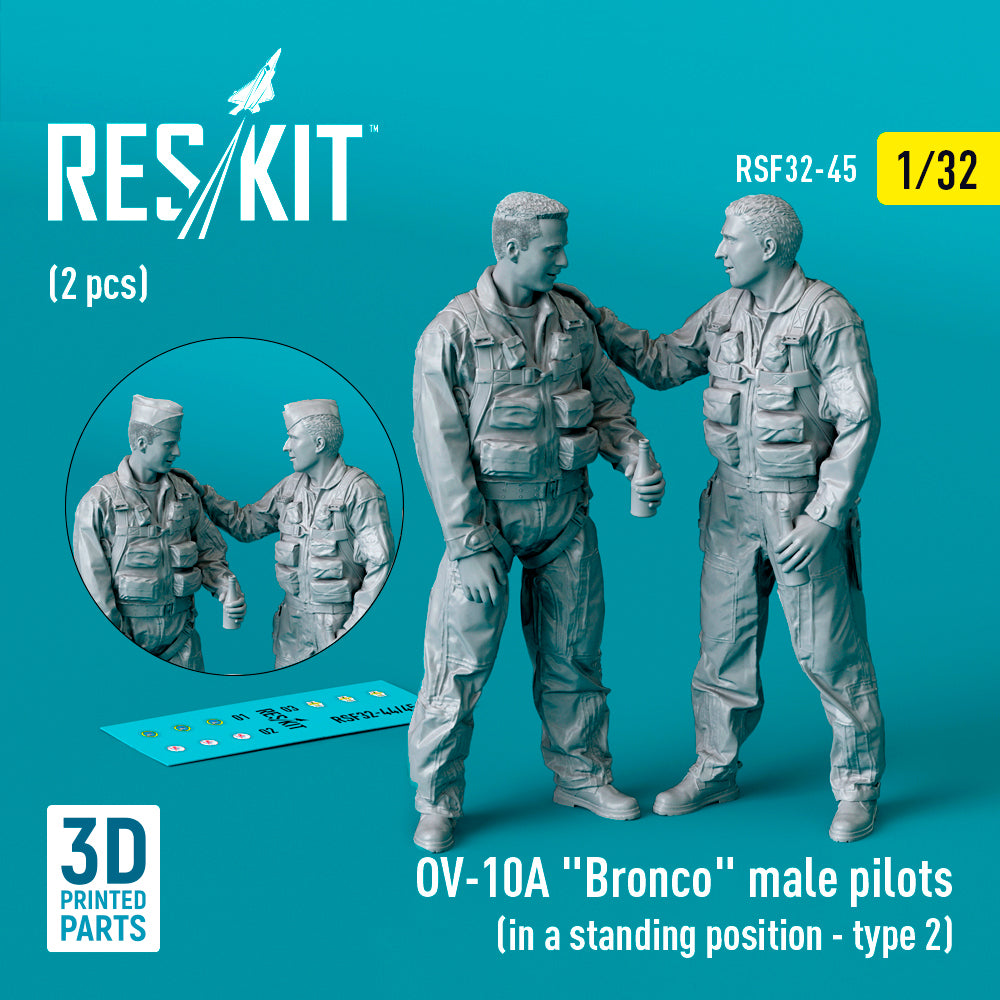 North-American/Rockwell OV-10A Bronco male pilots (in a standing position - type 2) (2 pcs) (3D-Printed) (ResKit sold out February 2026)