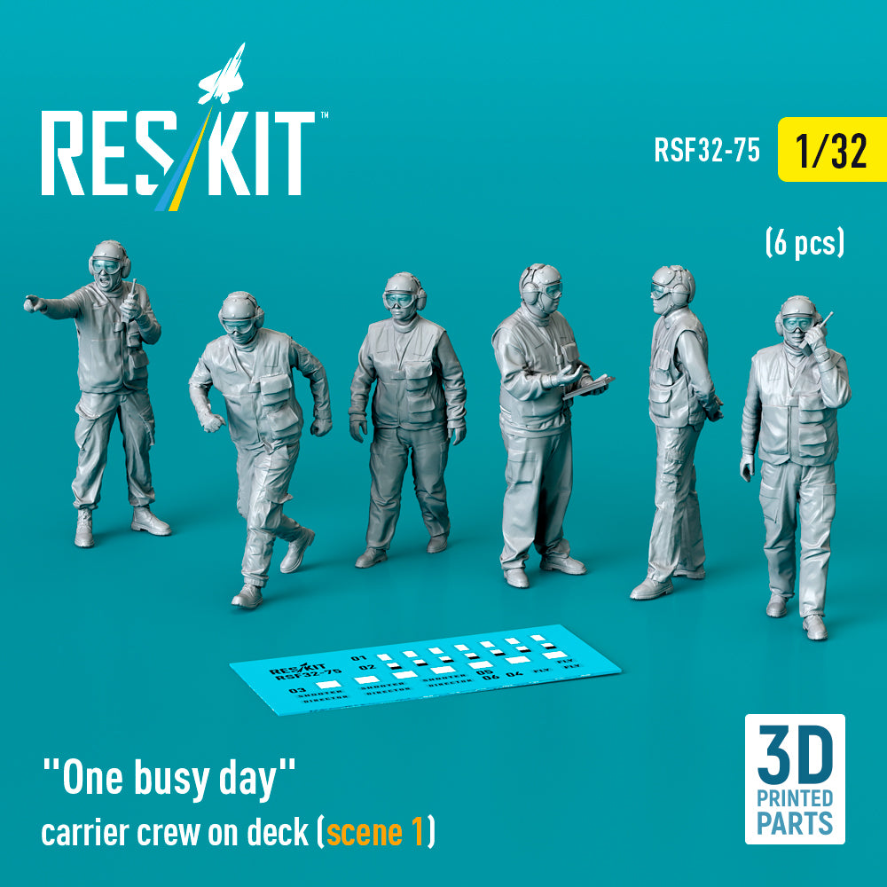 'One busy day' carrier crew on deck (scene 1) (6 pcs) (3D-Printed)