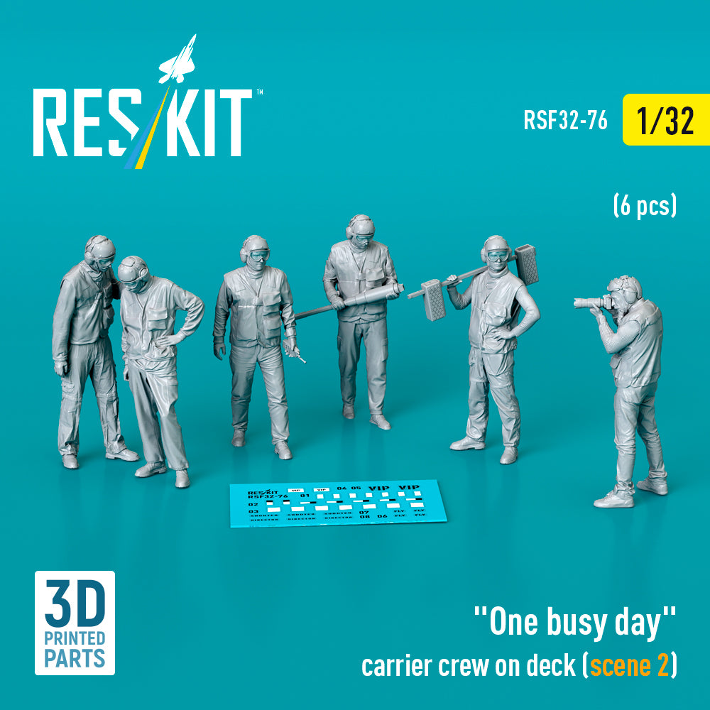 'One busy day' carrier crew on deck (scene 2) (6 pcs) (3D-Printed)