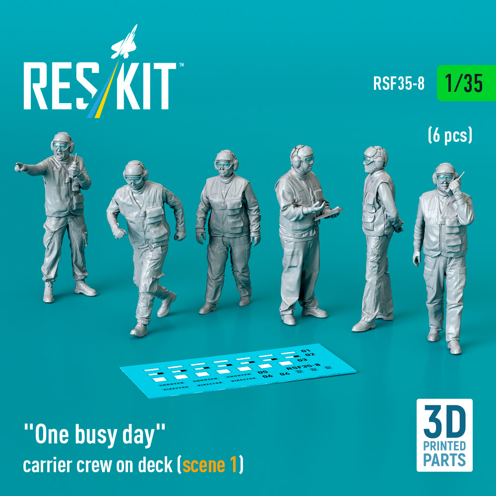 'One busy day' carrier crew on deck (scene 1) (6 pcs) (3D-Printed) (ResKit sold out February 2026)