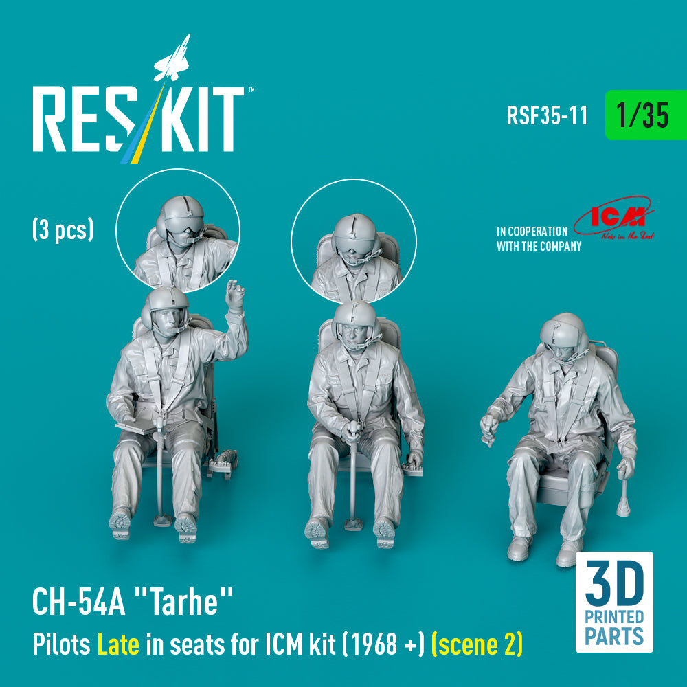 Sikorsky CH-54A Tarhe Pilots Late in seats (designed to be used with ICM UA UK kits) (1968 +) (scene 2) (3 pcs) (3D-Printed)