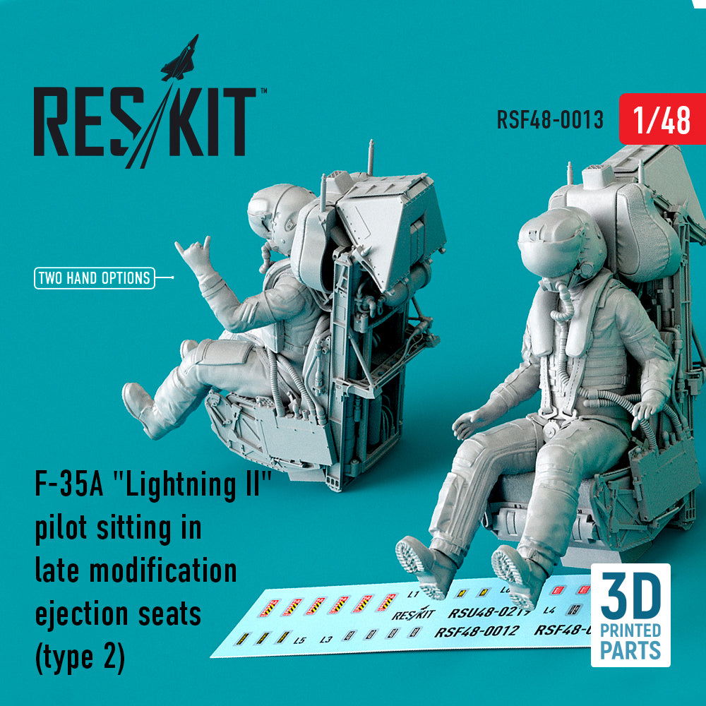 Lockheed-Martin F-35A Lightning II pilot sitting in late modification ejection seats (type 2) (designed to be used with Tamiya kits) 3D-Printed)