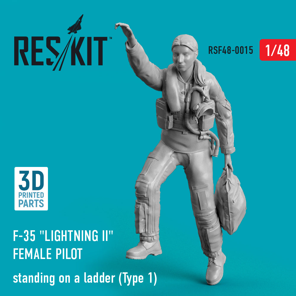 Lockheed-Martin F-35A/F-35B Lightning female pilot standing on a ladder (Type 1) (designed to be used with Tamiya kits) 3D-Printed (Reskit sold out October 2025]