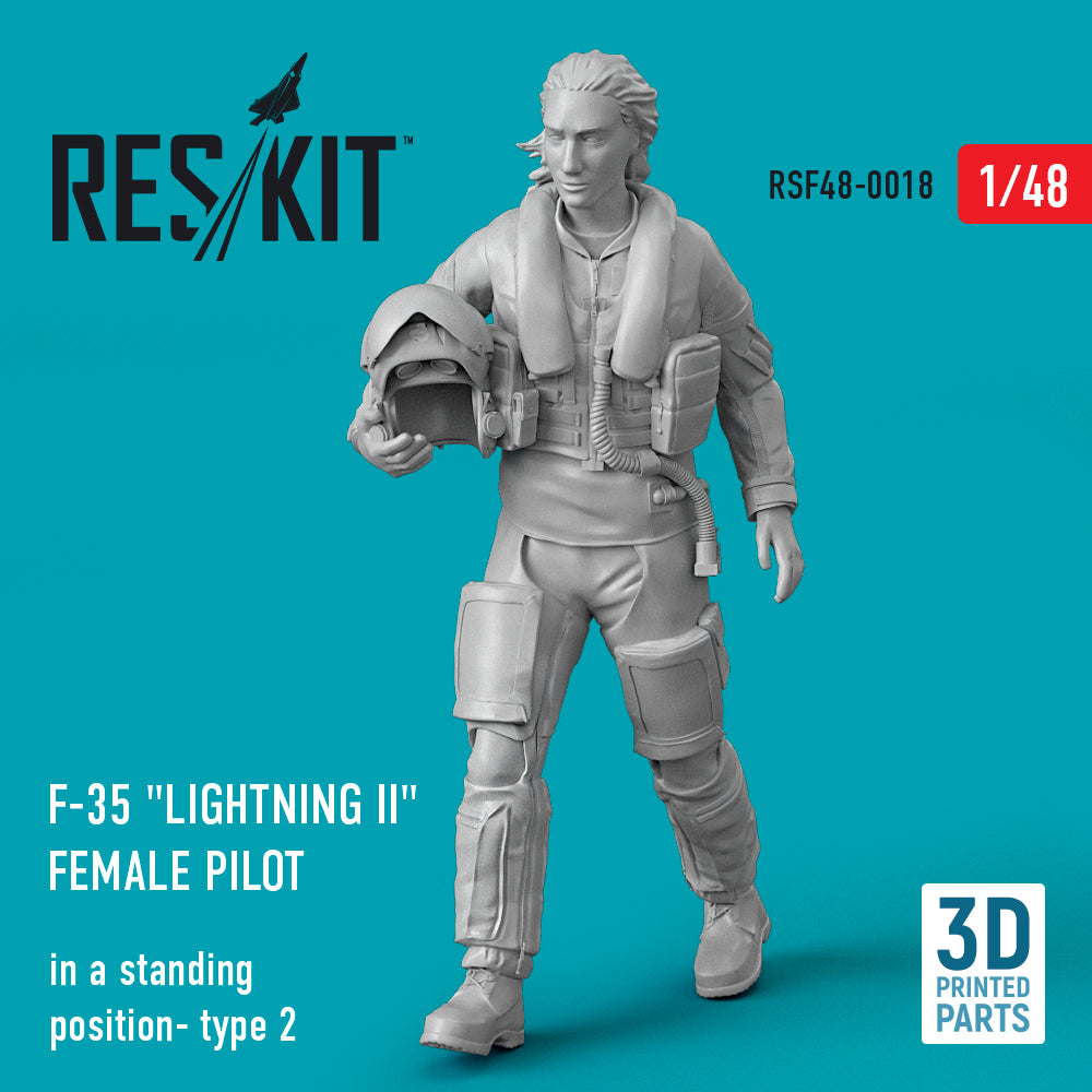 Lockheed-Martin F-35A/F-35B Lightning female pilot (in a standing position- type 2) (designed to be used with Tamiya kits) 3D-Printed (Reskit sold out October 2025]