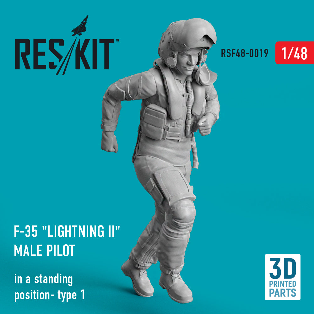 Lockheed-Martin F-35A/F-35B Lightning male pilot (in a standing position- type 1) (designed to be used with Tamiya kits) 3D-Printed (Reskit sold out October 2025]