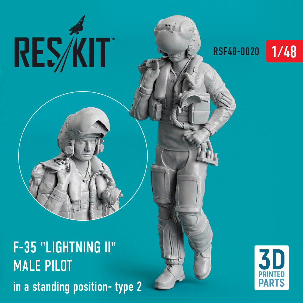 Lockheed-Martin F-35A/F-35B Lightning male pilot (in a standing position - type 2) (designed to be used with Tamiya kits) 3D-Printed (Reskit sold out October 2025]