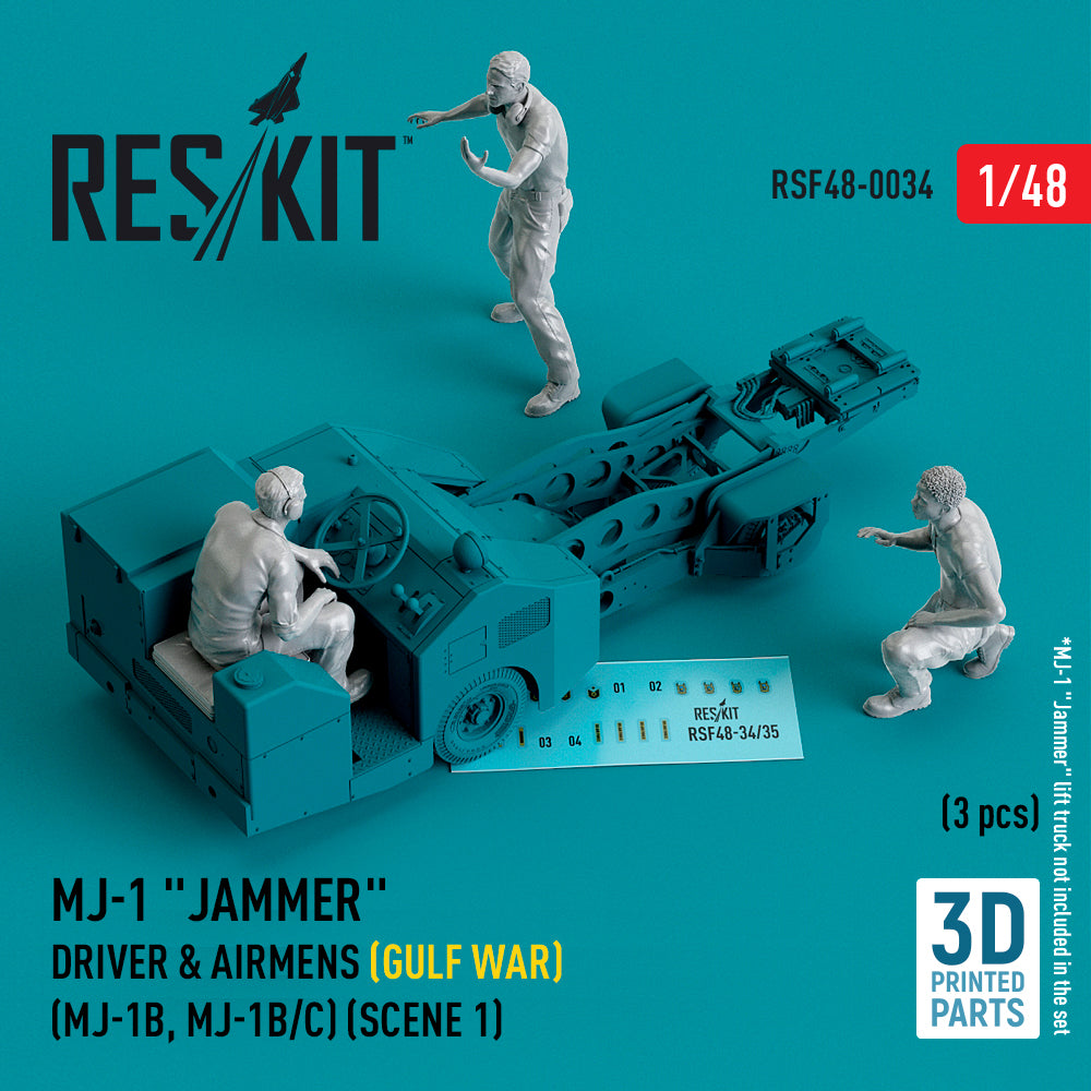 MJ-1 Jammer Driver & airmens (Gulf War) (MJ-1B, MJ-1B/C) (scene 1) (3 pcs) (3D-Printed)