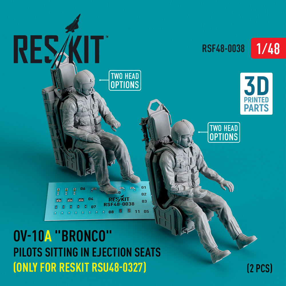 North-American/Rockwell OV-10A Bronco pilots sitting in ejection seats (only for RESKIT RSU48-0327) (2 pcs) (3D-Printed)