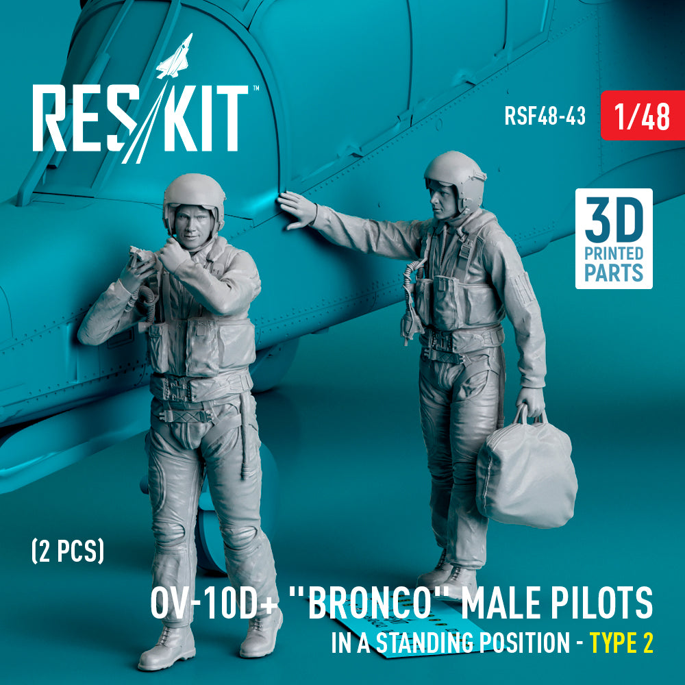 North-American/Rockwell OV-10D+ Bronco male pilots (in a standing position - type 2) (2 pcs) (3D-Printed) (designed to be used with ICM UA UK kits)