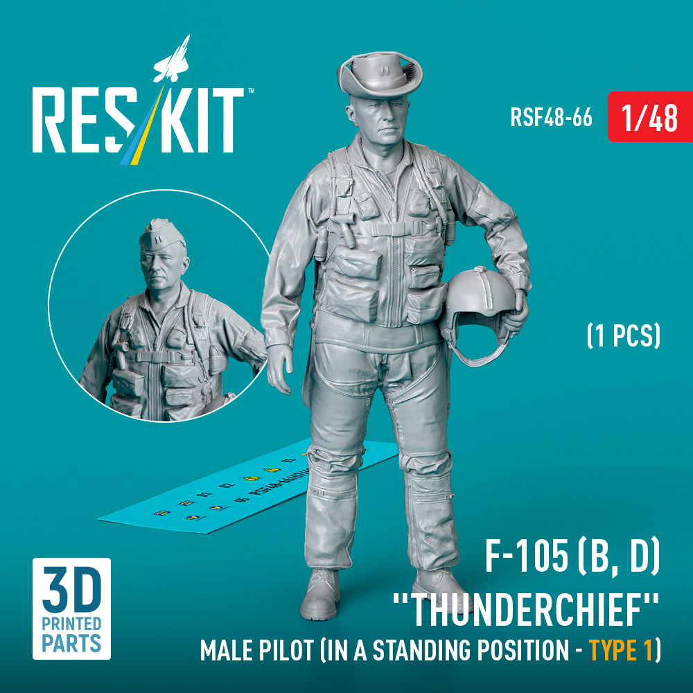 Republic F-105D/F-105F/F-105G Thunderchief male pilot (in a standing position - type 1) (1 pcs) (3D-Printed)
