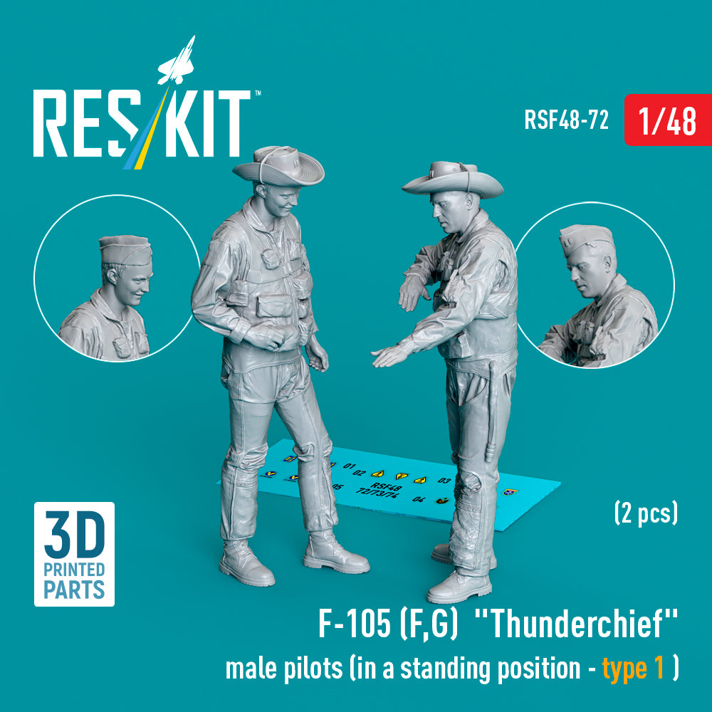 Republic F-105F/F-105G Thunderchief male pilots (in a standing position - type 1) (2 pcs) (3D-Printed)