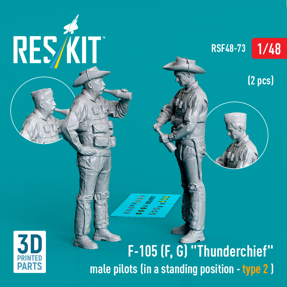 Republic F-105F/F-105G Thunderchief male pilots (in a standing position - type 2) (2 pcs) (3D-Printed)