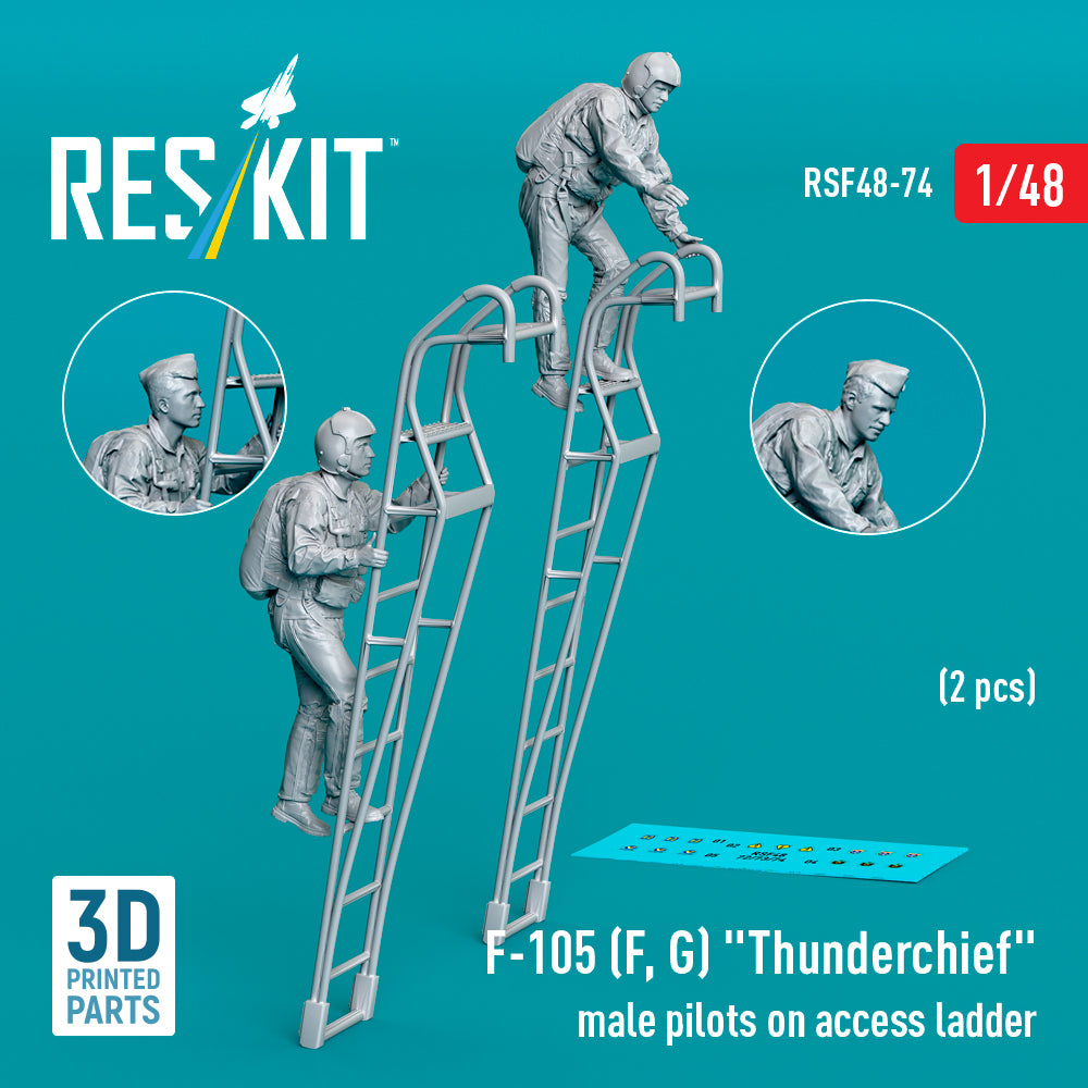 Republic F-105F/F-105G Thunderchief male pilots on access ladder (2 pcs) (3D-Printed)