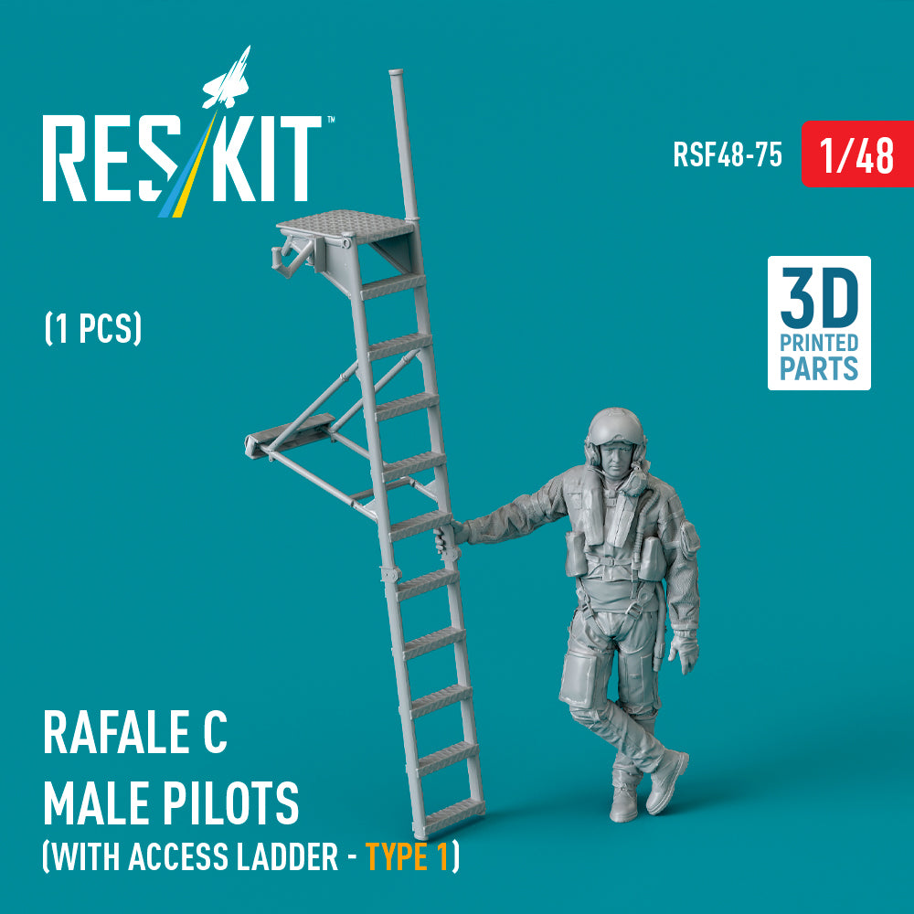 Dassault Rafale C male pilot (with access ladder - type 1) (1 pcs) (designed to used with Heller, Hobby Boss and Revell kits) (3D-Printed)