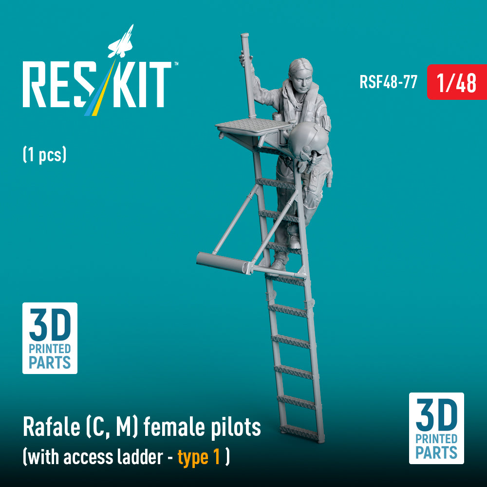 Dassault Rafale (C, M) female pilot (with access ladder - type 1) (1 pcs) (designed to used with Heller, Hobby Boss and Revell kits) (3D-Printed)