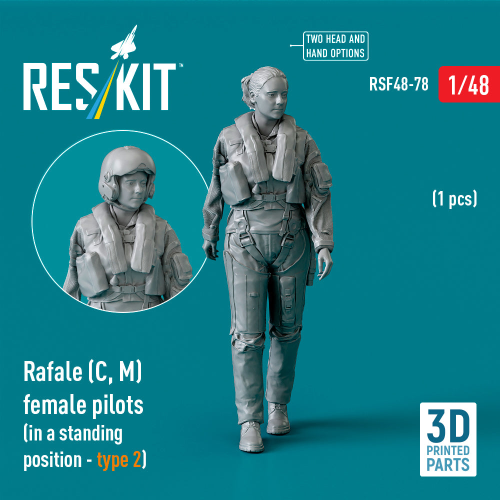 Dassault Rafale (C, M) female pilot (in a standing position - type 2) (1 pcs) (designed to used with Heller, Hobby Boss and Revell kits) (3D-Printed)