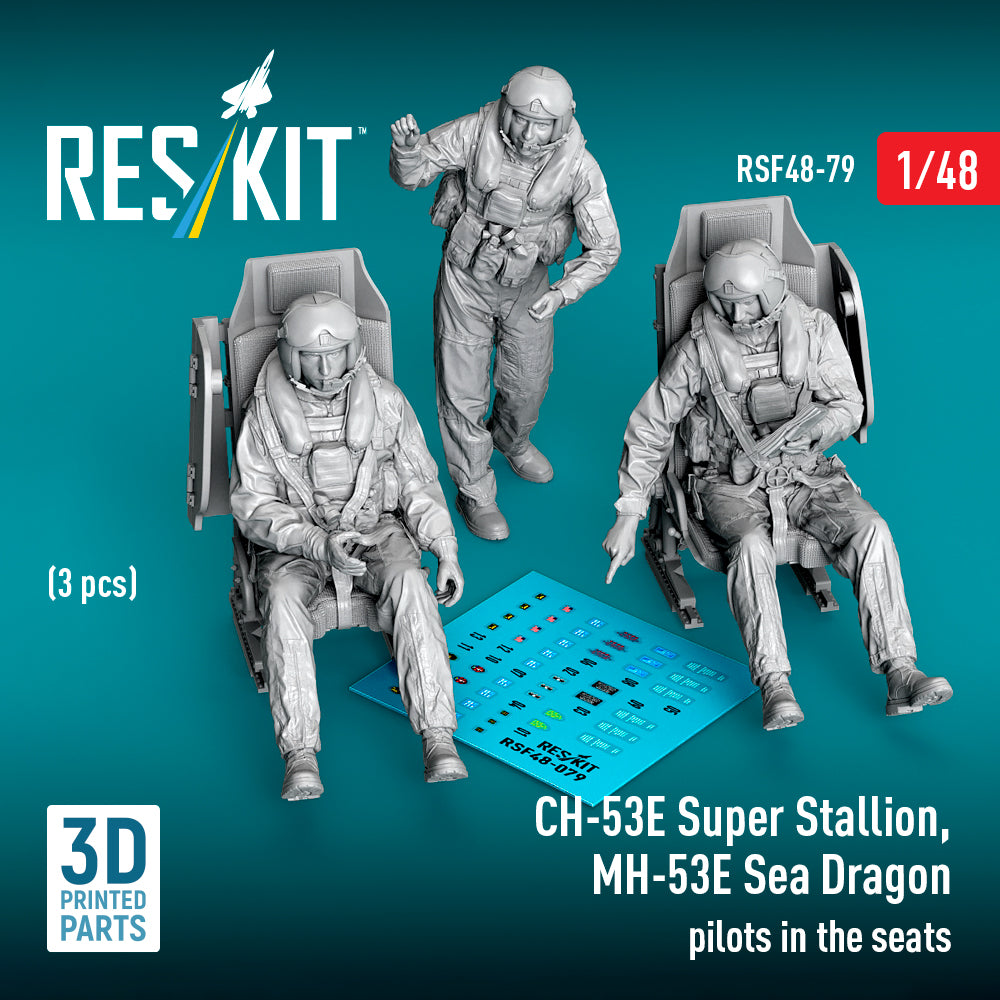 Sikorsky CH-53E Super Stallion, MH-53E Sea Dragon pilots in the seats (3 pcs) (3D Printed)
