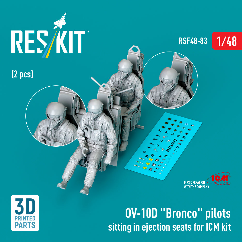 North-American/Rockwell OV-10D Bronco pilots sitting in ejection seats (designed to be used with ICM UA UK kits) (2 pcs) (3D-Printed)