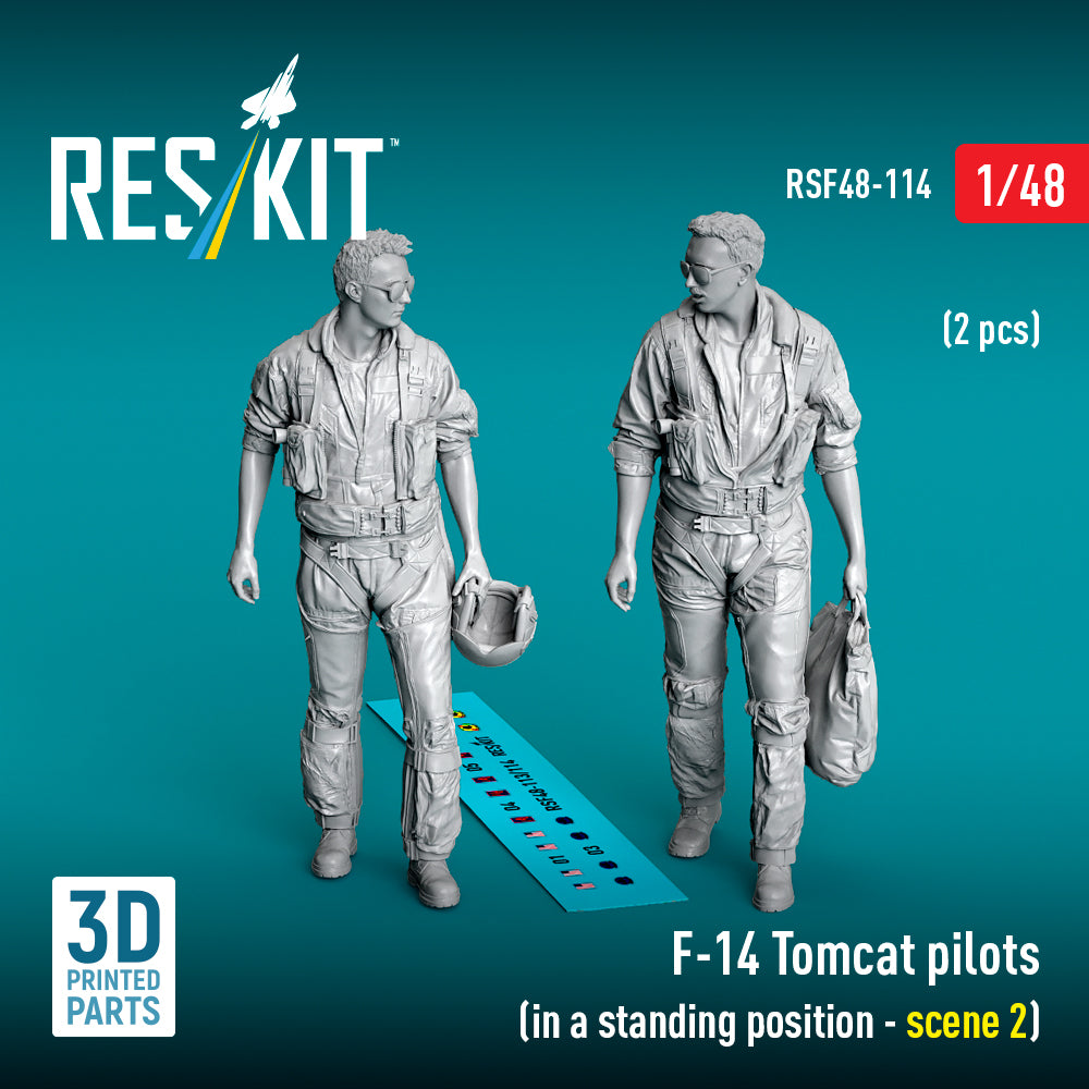 Grumman F-14 Tomcat pilots (in a standing position - scene 2) (2 pcs) (3D Printed) [F-14A F-14B F-14D] (designed to be used with Academy, Great Wall Hobby, Italeri, Monogram, Revell and Tamiya kits)
