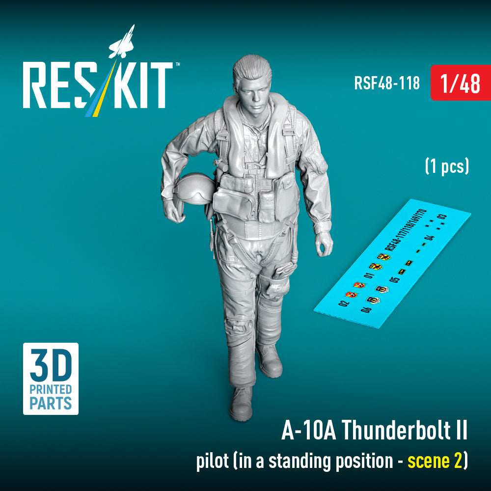 Republic A-10A Thunderbolt II pilot (in a standing position - scene 2) (1 pcs) (3D Printed ) (designed to be used with Academy, Great Wall Hobby, Italeri, Monogram, Revell and Tamiya kits)