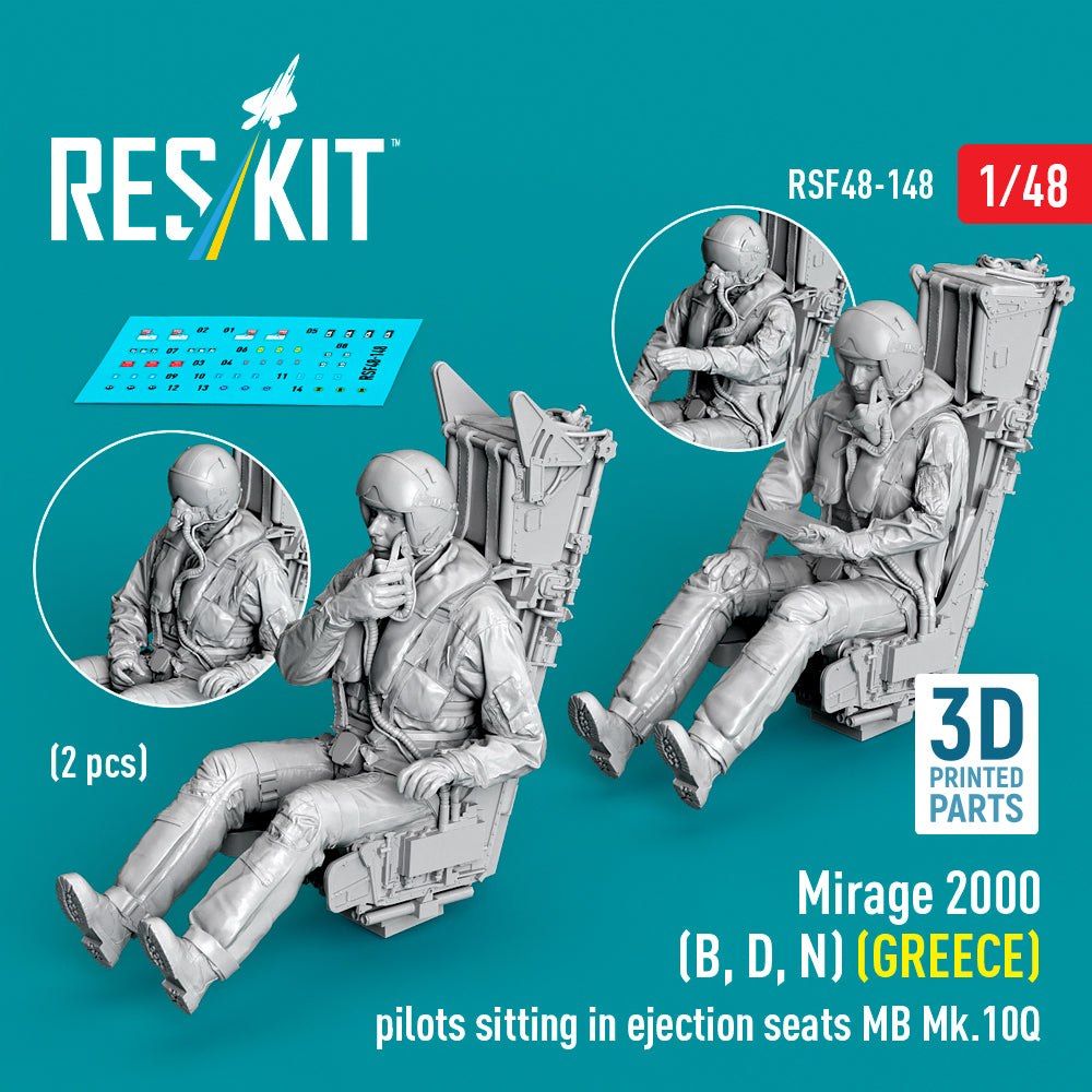 Dassault_Mirage 2000 (B, D, N) (GREECE) pilots sitting in ejection seats MB Mk.10Q (2 pcs) (3D Printed)