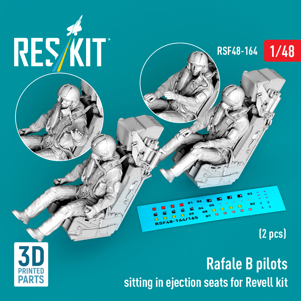 Dassault Rafale B pilots sitting in ejection seats (designed to be used with Revell kits) (2 pcs) (3D Printed)