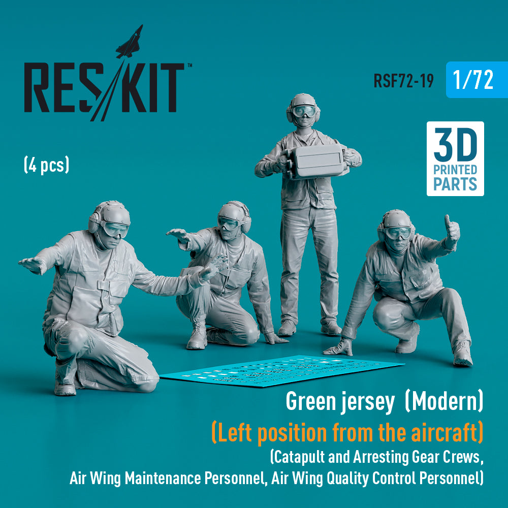 Green jersey (Modern) (Left position from the aircraft) (Catapult and Arresting Gear Crews, Air Wing Maintenance Personnel, Air Wing Quality Control Personnel) (4 pcs) (3D-Printed)