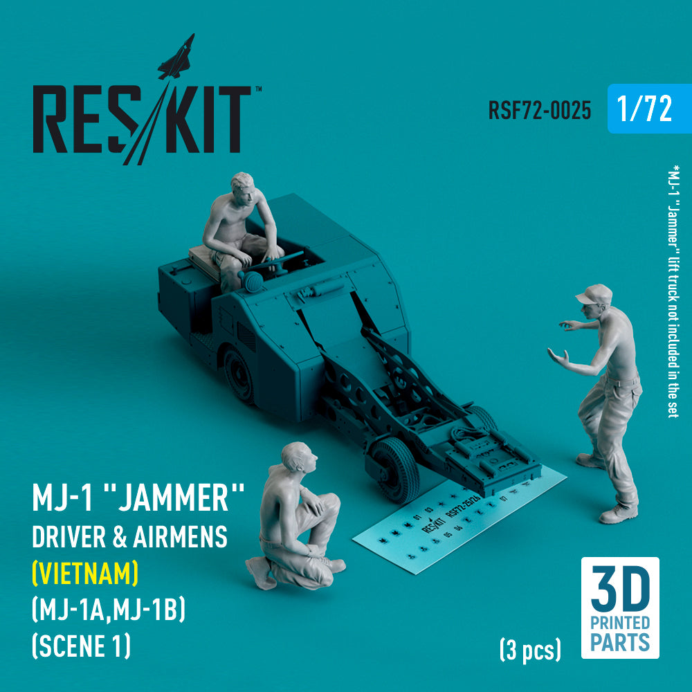 MJ-1 Jammer Driver & airmens (Vietnam) (MJ-1A,MJ-1B) (scene 1) (3 pcs) (3D-Printed) (ResKit sold out February 2026)