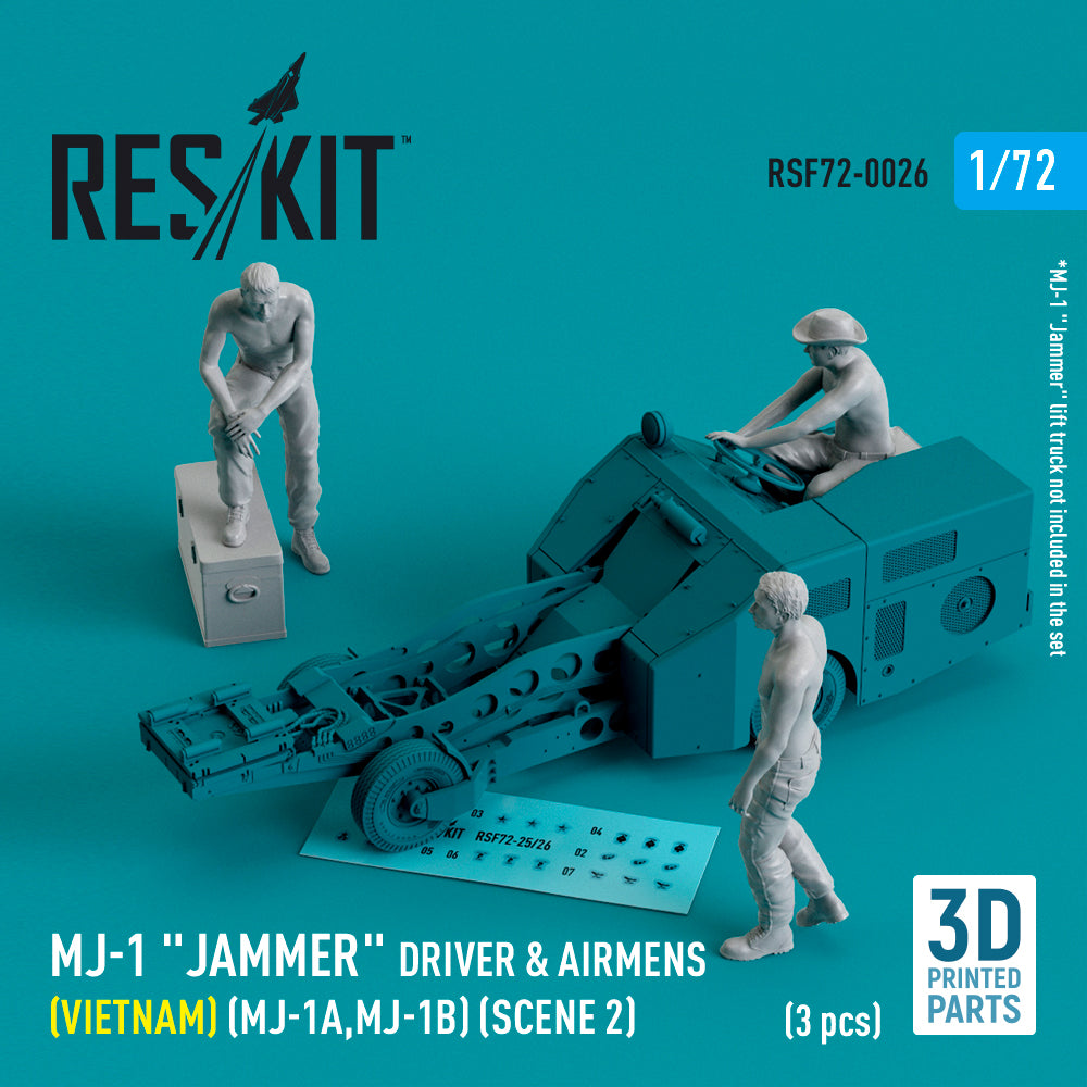 MJ-1 Jammer Driver & airmens (Vietnam) (MJ-1A,MJ-1B) (scene 2) (3 pcs) (3D-Printed) (ResKit sold out February 2026)