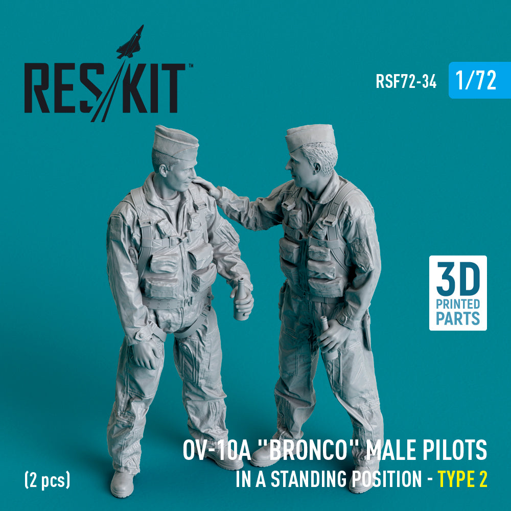 North-American/Rockwell OV-10A Bronco male pilots (in a standing position - type 2) (2 pcs) (3D-Printed) (ResKit sold out February 2026)