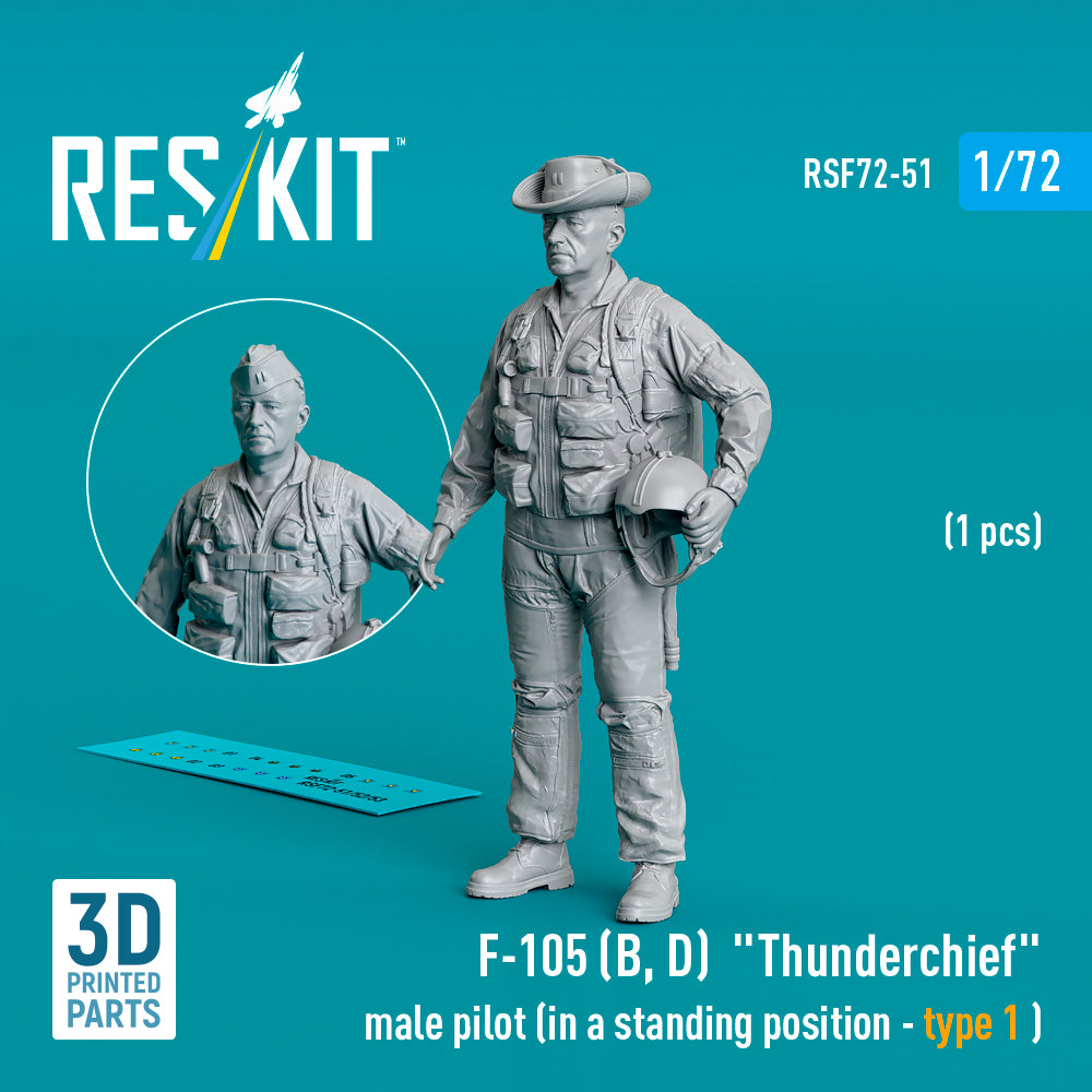 Republic F-105D/F-105F/F-105G Thunderchief male pilot (in a standing position - type 1 ) (1 pcs) (3D-Printed)